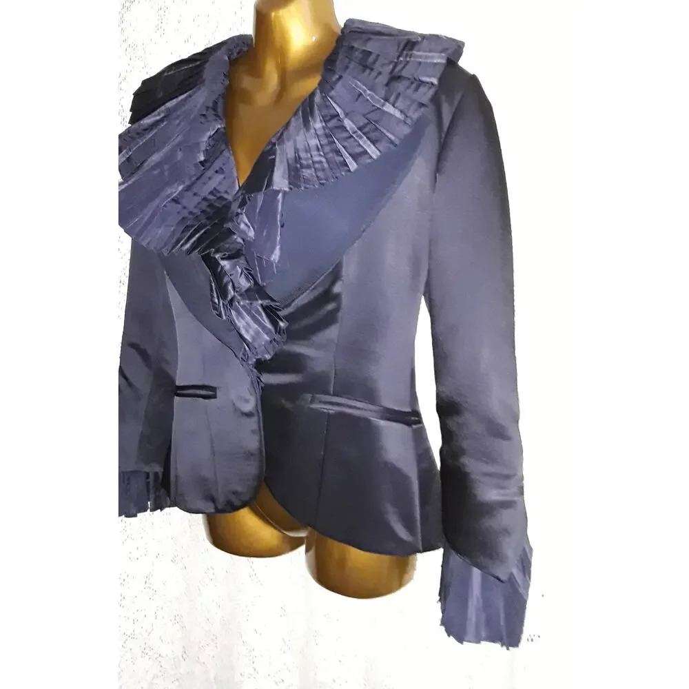 Christian Dior Vtg Satin Evening Jacket With Large Pleated Collar